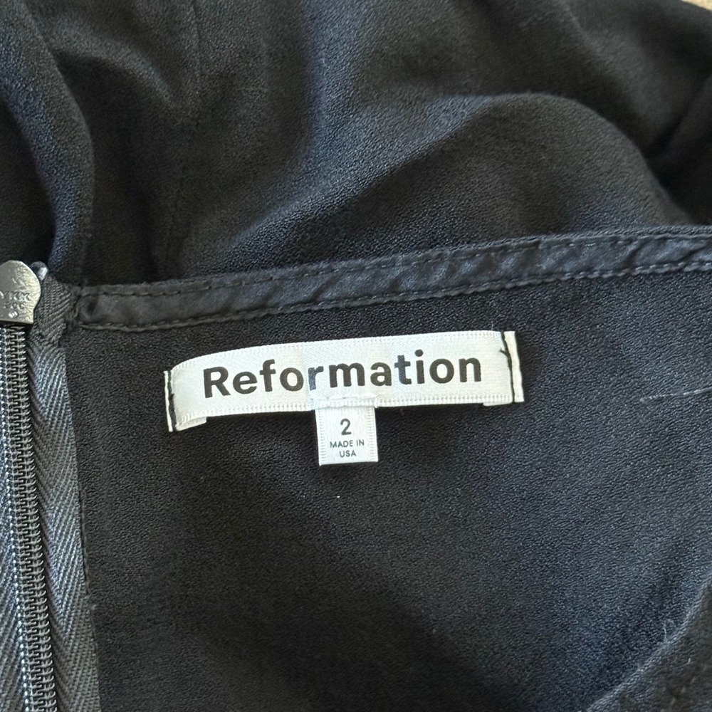 Reformation Margot Mini Skirt Black Side Slit Crepe - 2 - Picture 4 of 6